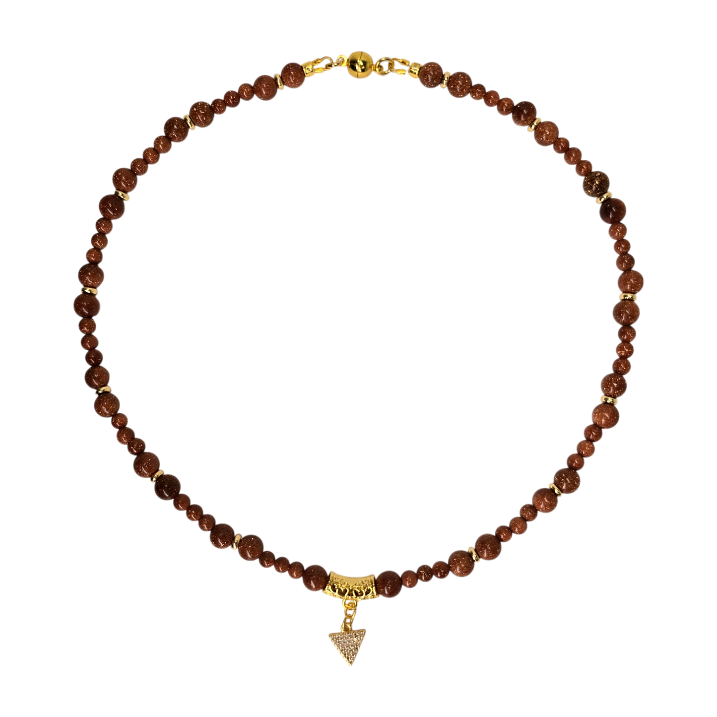 Schmuck-Set aus Goldfluss – Kette mit vergoldetem Magnetverschluss & Dreieck-Anhänger