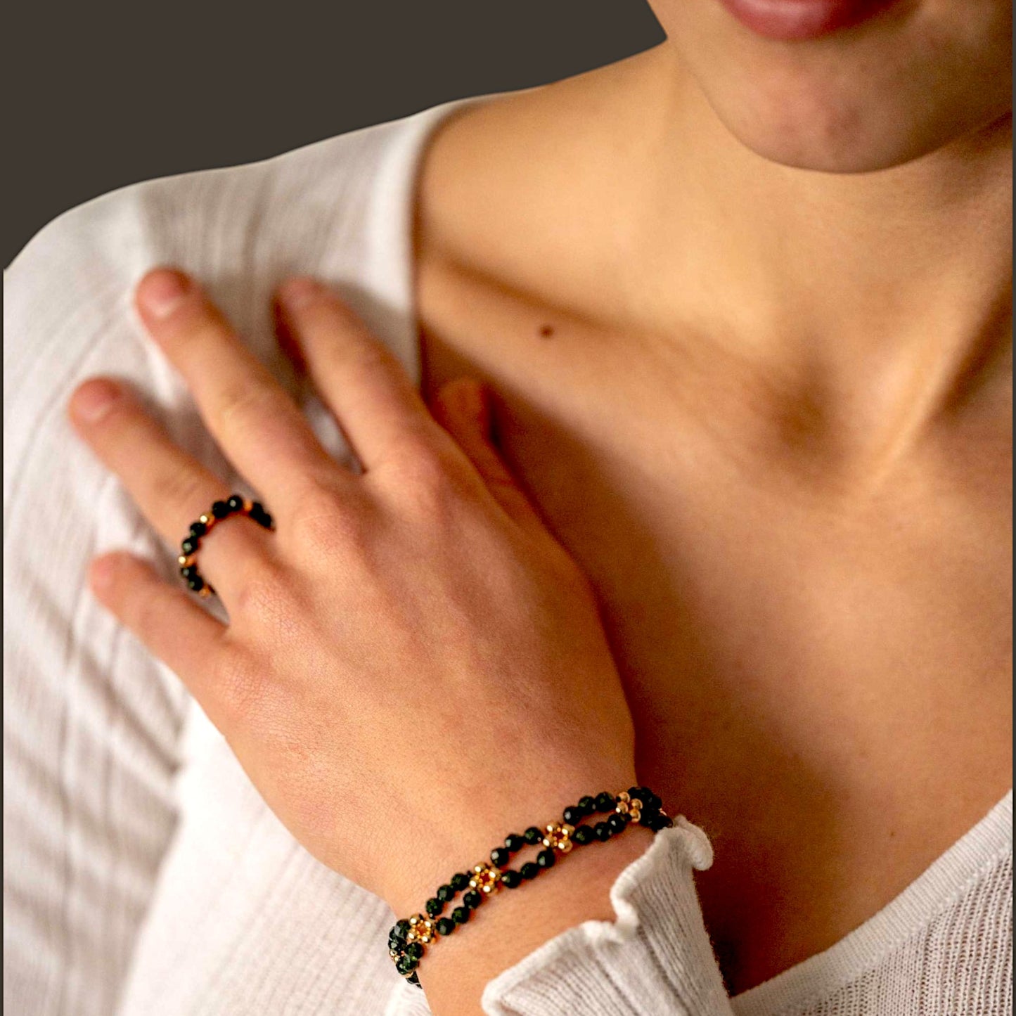 Goldfluss grün Ring & Armband