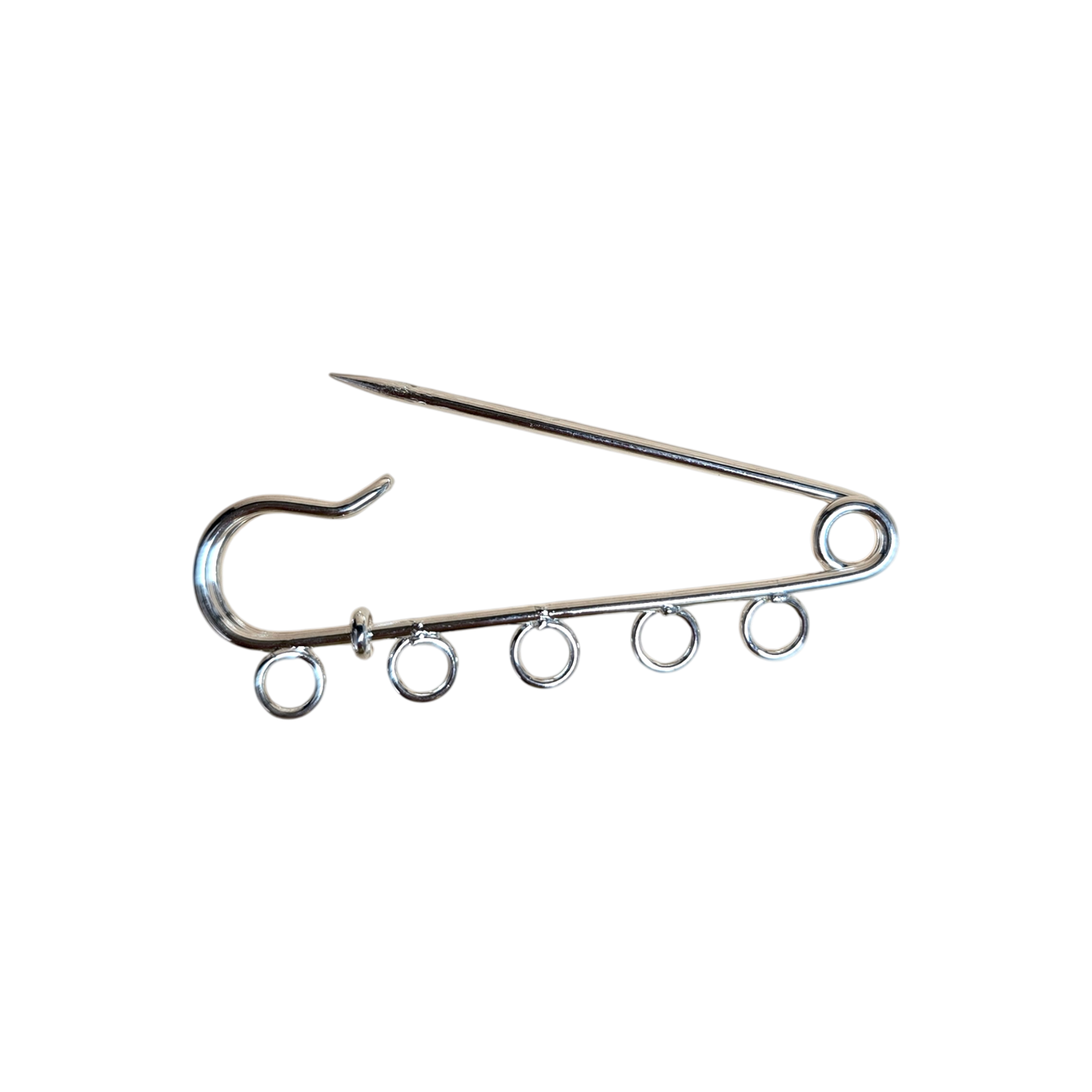 Silberfarbene Broschenbasis aus Messing 50x17 mm mit Ösen 3 mm, Sicherheitsnadel für DIY Schmuckherstellung