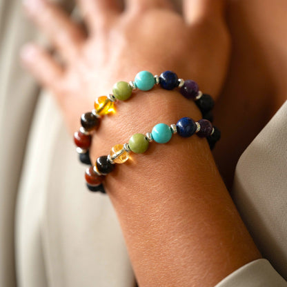 Chakren-Armband mit Amethyst, Türkis, Jaspis und Citrin