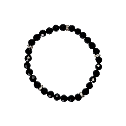 🖤 Schmuckset aus schwarzem Turmalin mit Strass-Zwischenperlen – Eleganz trifft Schutzenergie ✨