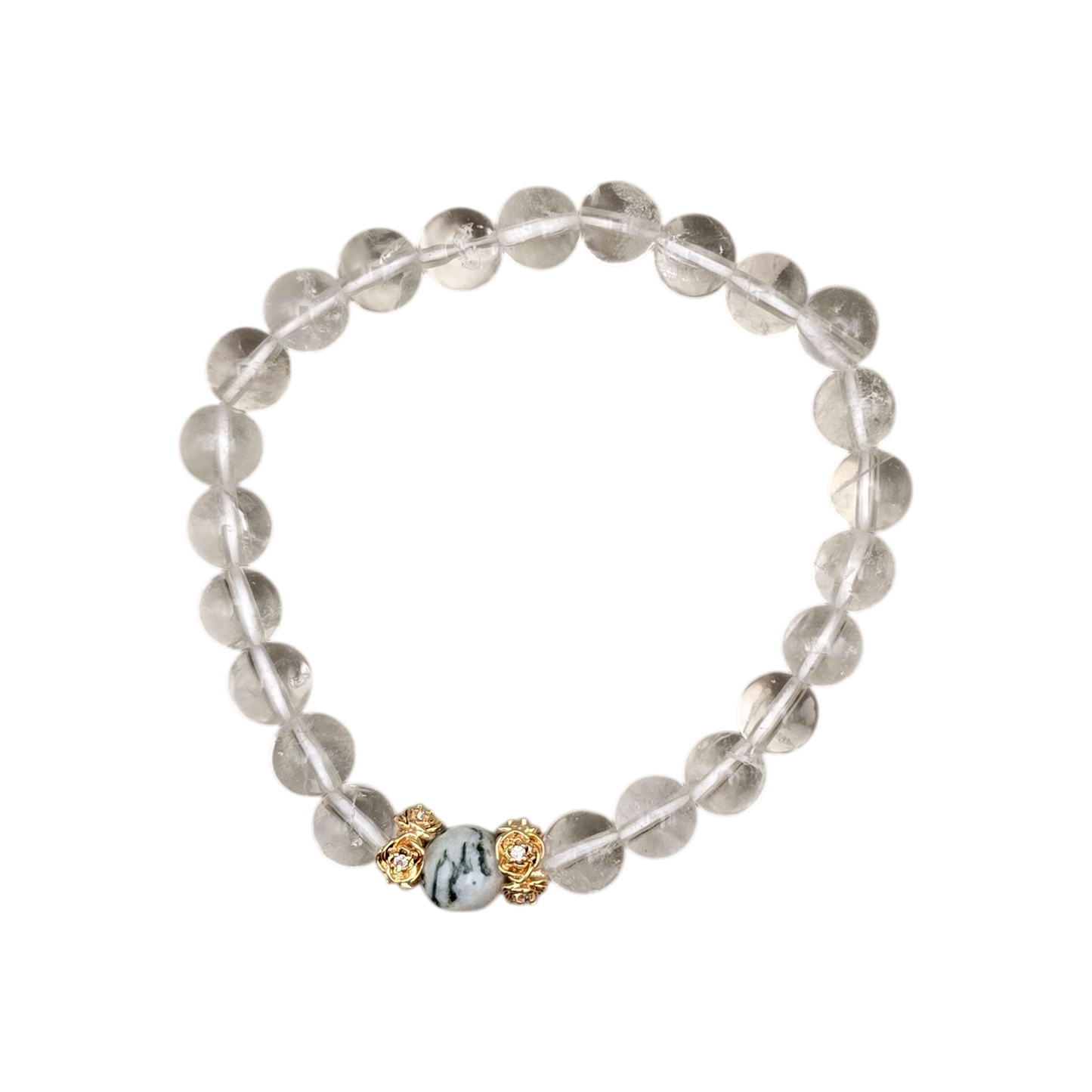 Elastisches Natursteinarmband aus Bergkristall transparent 8 mm
