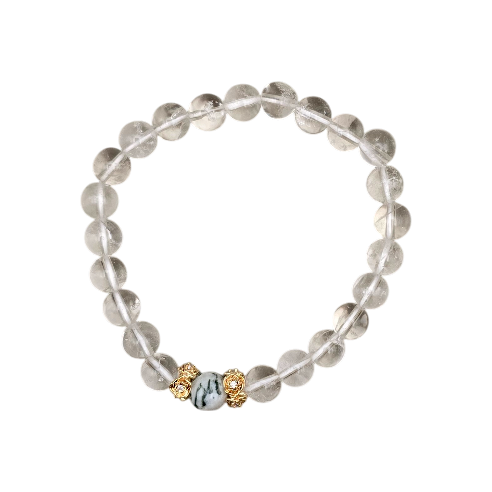Elastisches Natursteinarmband aus Bergkristall transparent 8 mm