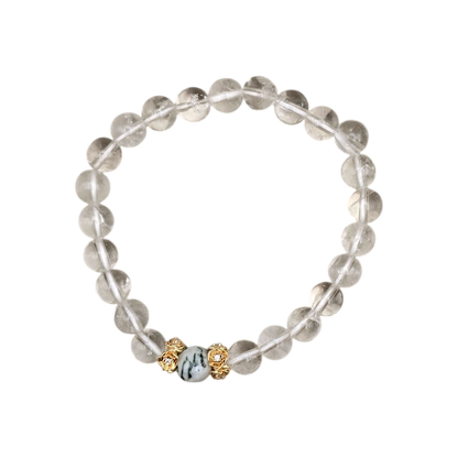 Elastisches Natursteinarmband aus Bergkristall transparent 8 mm