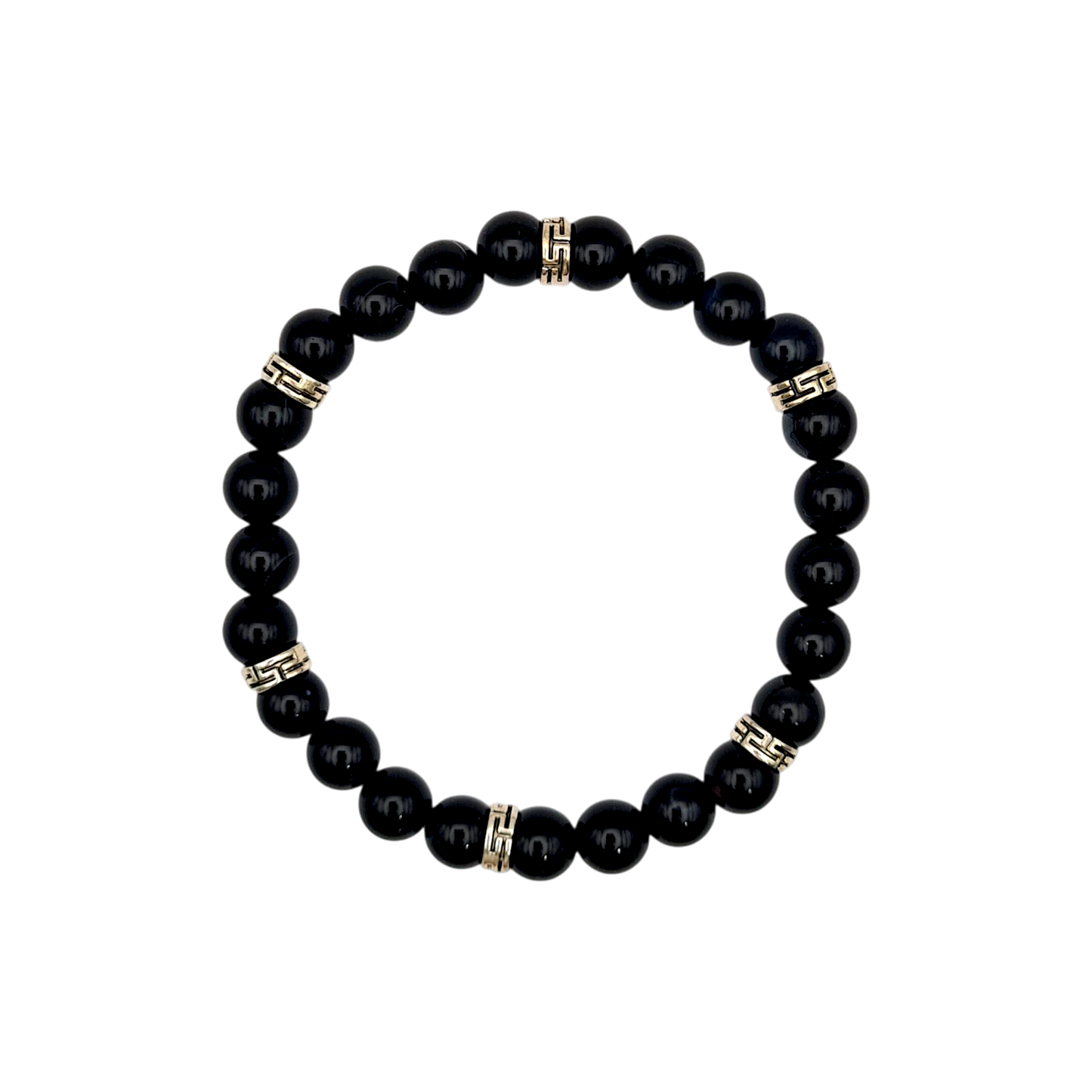 Armband aus schwarzem Achat mit silbernen Perlen
