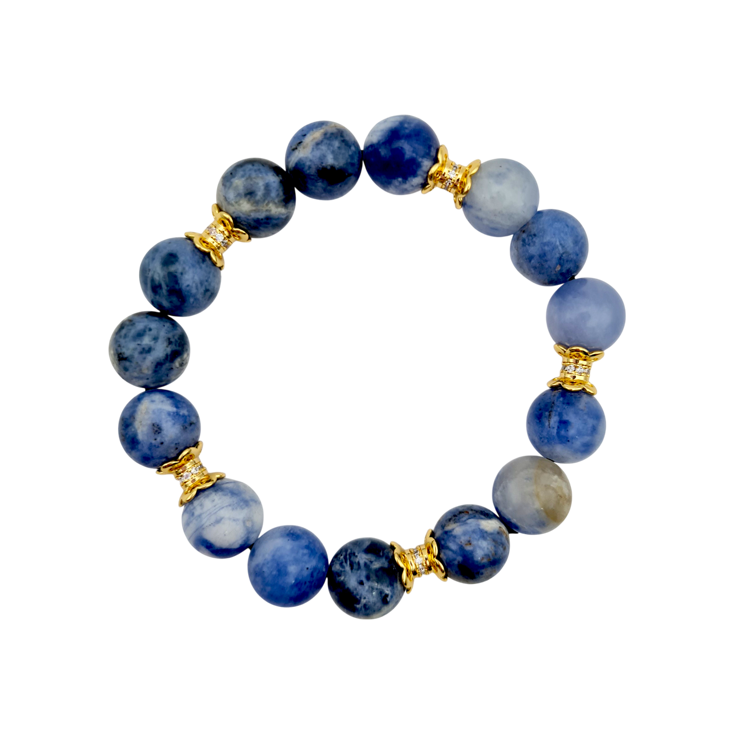Armband aus tiefblauem Sodalith mit vergoldeten Zwischenperlen