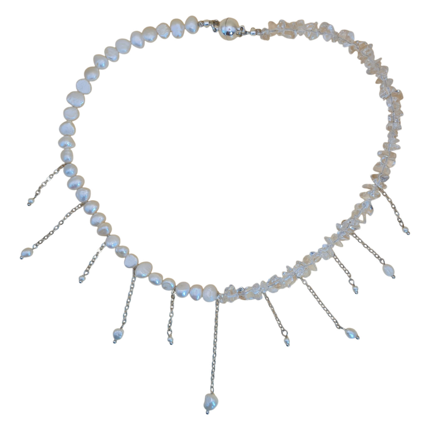 Schmuckset aus Süßwasserperlen und Bergkristall 
