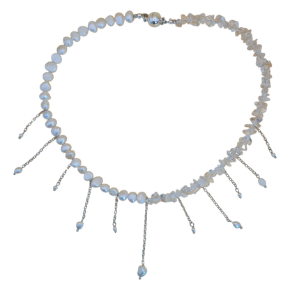 Schmuckset aus Süßwasserperlen und Bergkristall 