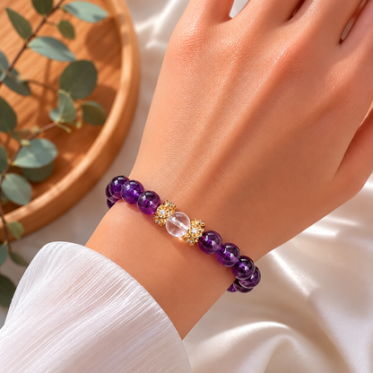 Amethyst Armband Element Wasser mit Bergkristall