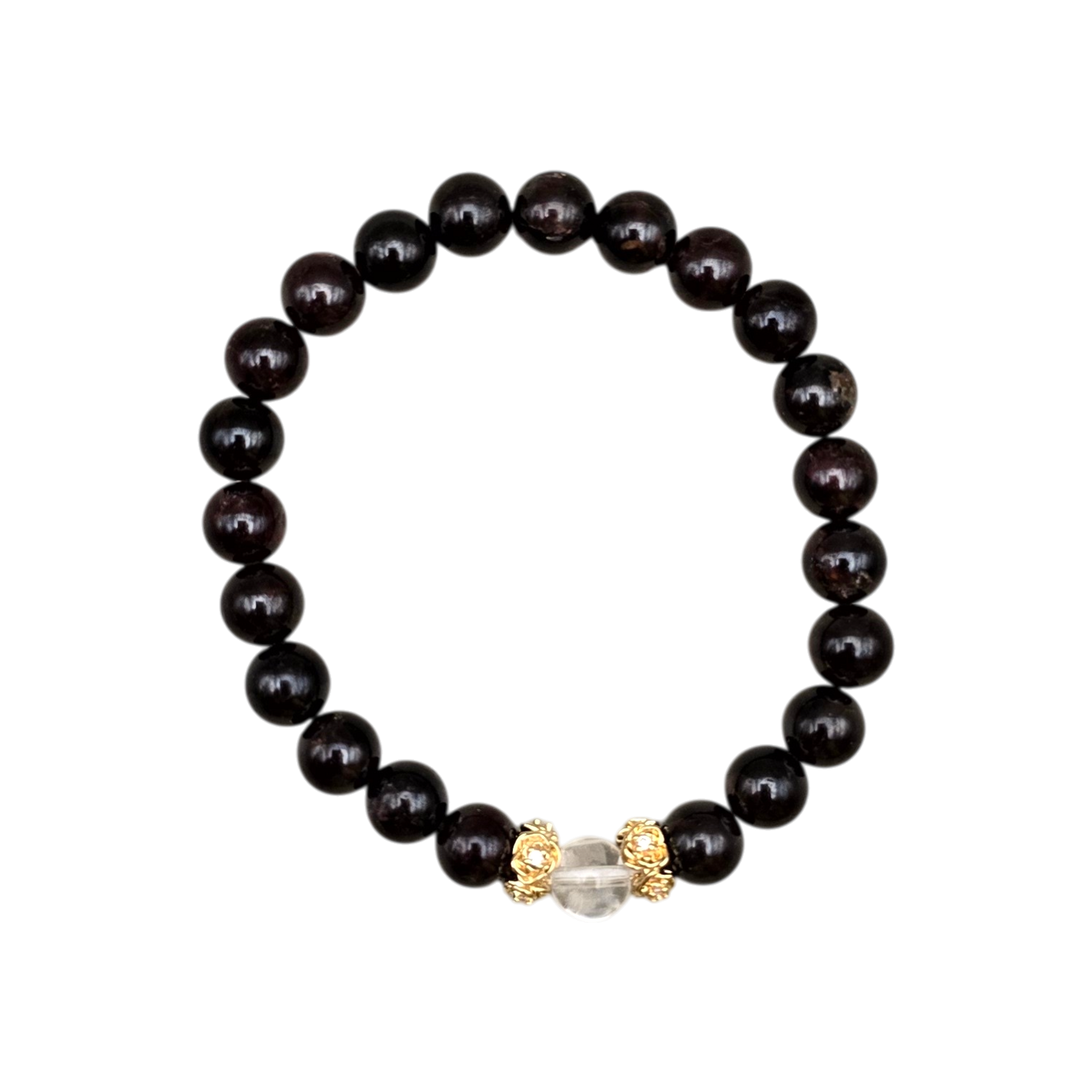 Spirituelles Feuer Armband aus Granat und Bergkristall