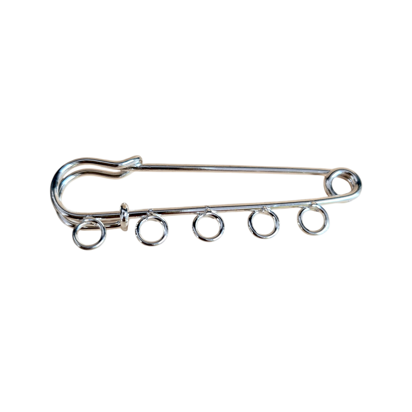 Silberfarbene Broschenbasis aus Messing 50x17 mm mit Ösen 3 mm, Sicherheitsnadel für DIY Schmuckherstellung