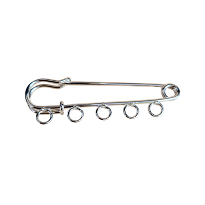 Silberfarbene Broschenbasis aus Messing 50x17 mm mit Ösen 3 mm, Sicherheitsnadel für DIY Schmuckherstellung