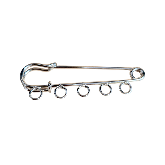 Silberfarbene Broschenbasis aus Messing 50x17 mm mit Ösen 3 mm, Sicherheitsnadel für DIY Schmuckherstellung