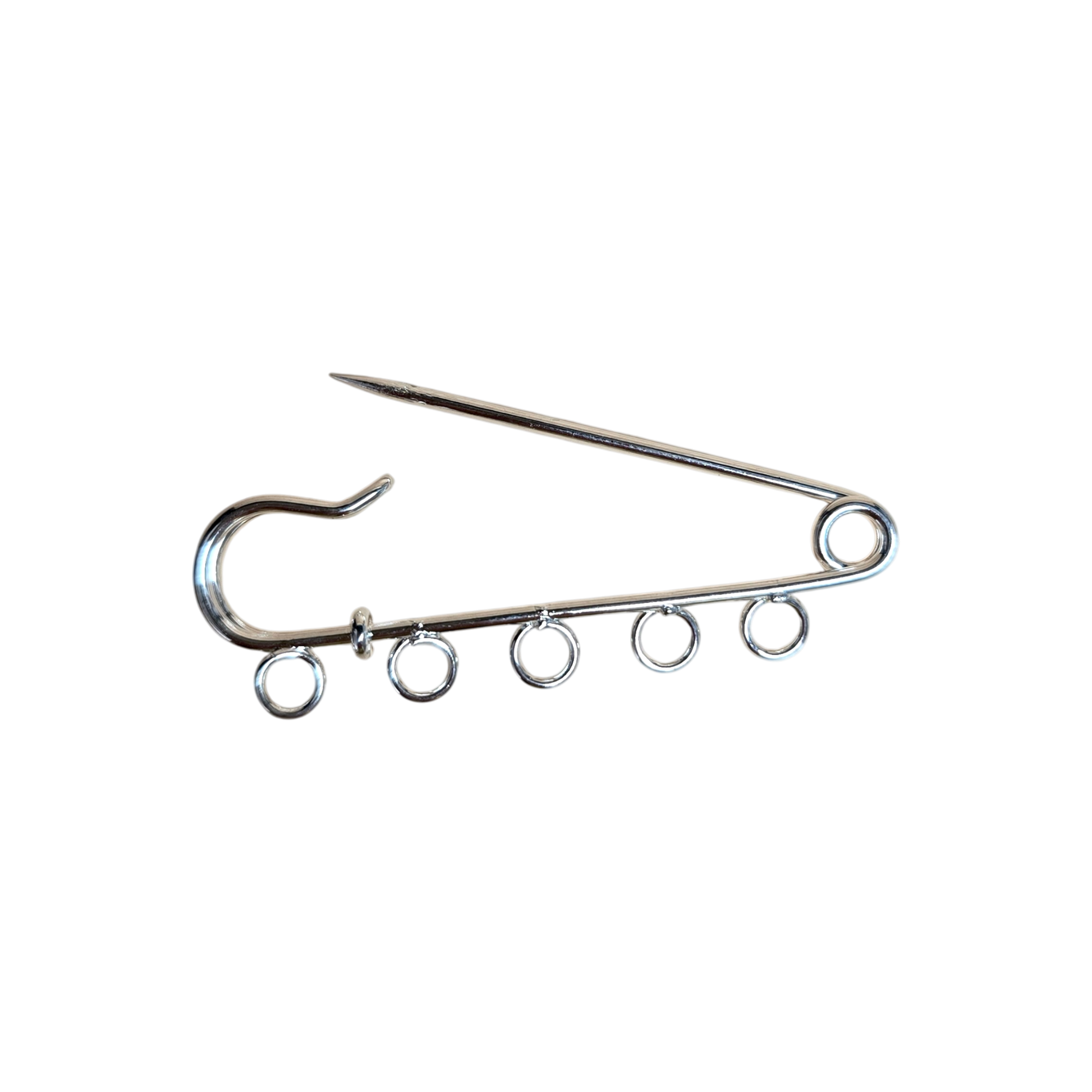 Silberfarbene Broschenbasis aus Messing 50x17 mm mit Ösen 3 mm, Sicherheitsnadel für DIY Schmuckherstellung