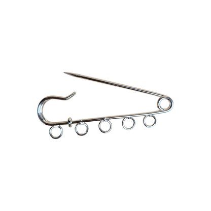 Silberfarbene Broschenbasis aus Messing 50x17 mm mit Ösen 3 mm, Sicherheitsnadel für DIY Schmuckherstellung